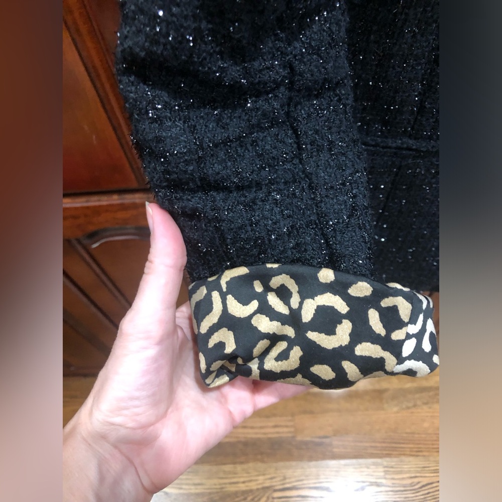 NWT Chico’s & Kasper Black Tweed Skirt Suit Sz M Gold Embellished Jacket Career - Picture 5 of 16